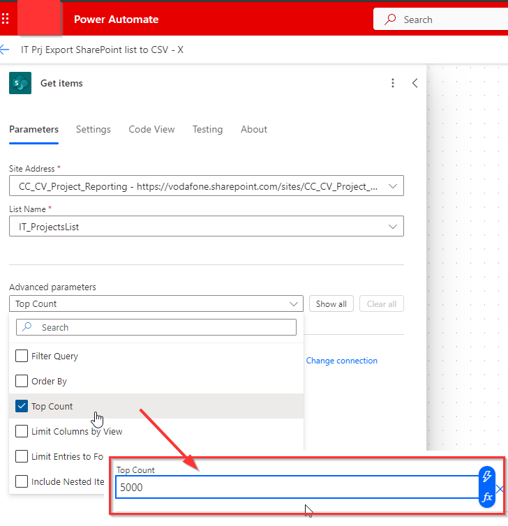 PowerAutomate Get Items TOP 100.png