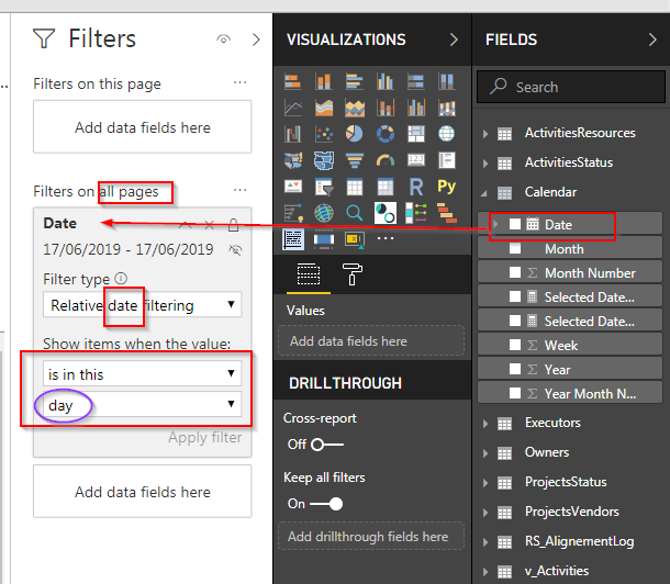 Power BI Desktop seting TODAY filter on a calendar table.png