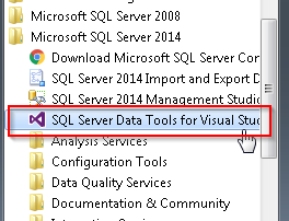 SQL Server DataTools 2014 StartMenu.png