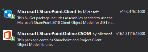 NuGet MicrosoftSharePointClient.png